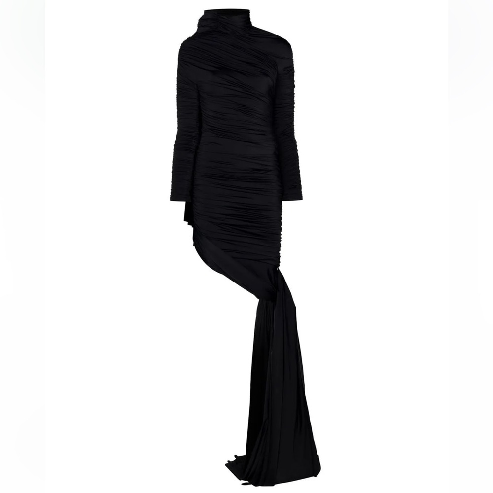 Balenciaga Ruched Bodycon Knot Mini Dress